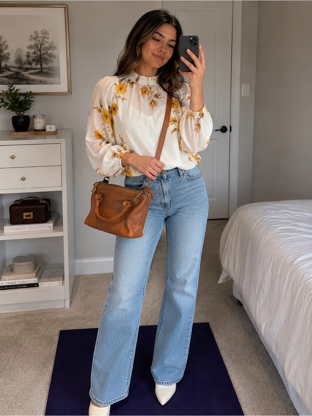 Classic Tan Leather Crossbody Bag - Elegant Everyday Style